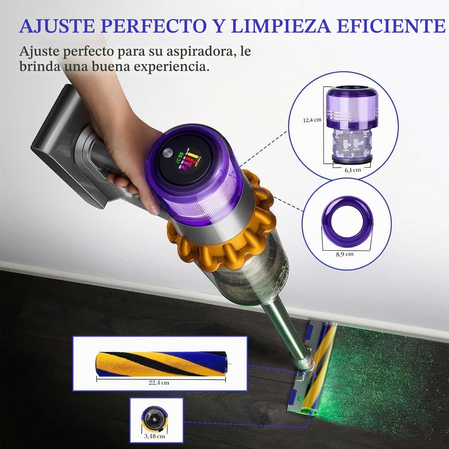 Rodillo de cepillo para Dyson V15 Detect Slim Absolute Total Clean Extra Aspiradora Roll Piezas de repuesto (V15 Cepillo con filtro)