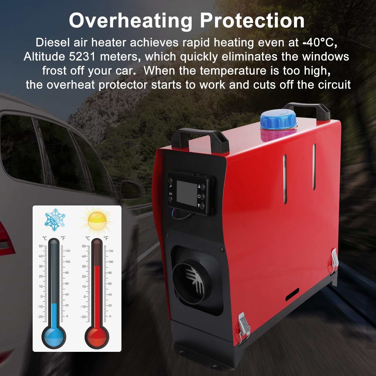 12V 8KW Nagrzewnica Diesla, Uniwersalny Nagrzewnica Powietrza Diesla, Przenośne Nagrzewnice Diesla z Wyświetlaczem LCD, Zdalne Sterowanie, Zintegrowane Ogrzewanie Postojowe Ogrzewanie Postojowe Do S