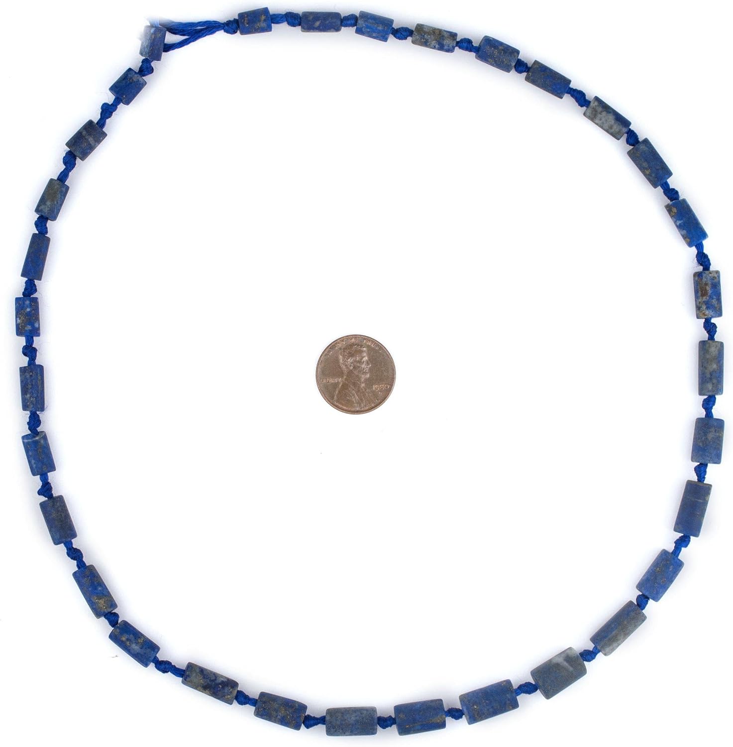 The Bead Chest Afghan Lapis Lazuli Cylinder Beads 7mm Afghanistan Blue Gemstone 16-18 Inch Strand