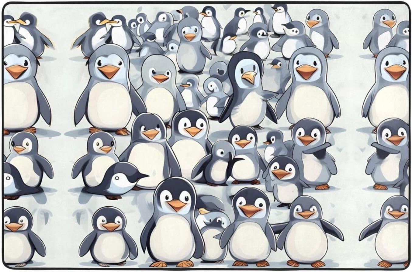 Cute Baby Penguins Sketch Print Area Rug,Super Soft Rugs for Living Room, Soft Carpet for Bedroom and Kids Room, Home Decor