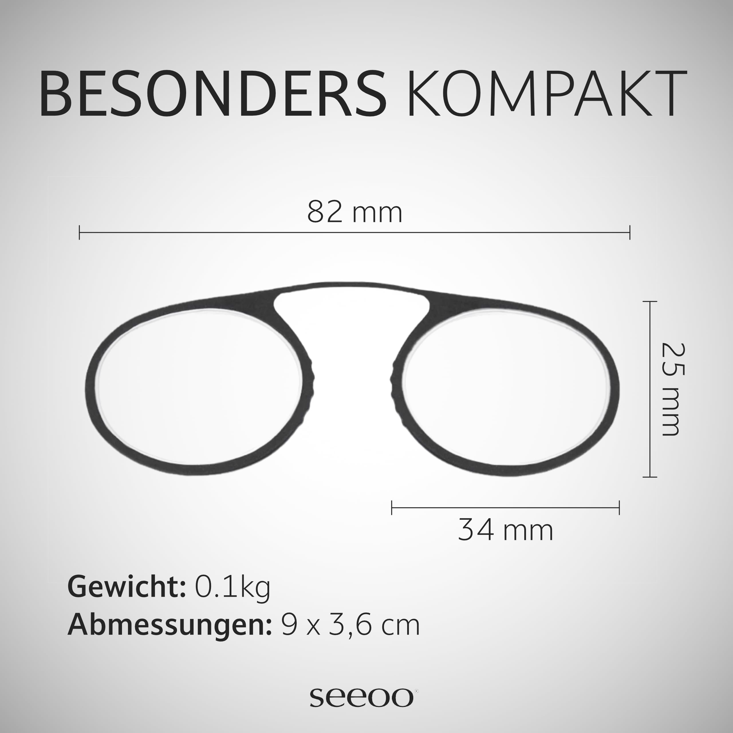 seeoo One – kompaktowe okulary do czytania bez fiszbin od optyka +1,50, 2,00, 2,50 – idealne w podróży i w podróży, w zestawie etui – lekkie, przenośne urządzenie pomocnicze do widzenia, idealne na co