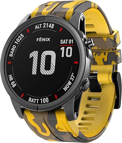 Miniatura 2 de ANCOOL Compatible con Garmin Fenix 6 Bandas, 0.866 pulgadas, repuesto suave para Fenix 5Fenix 6 ProFenix 5 PlusQuatix 6Approach S62, amarillo
