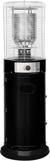 Freestanding Bullet Style Outdoor Gas Patio Heater 5-11kW Powder Coated Steel Casing - Stainless Steel Cage for Garden/Patios