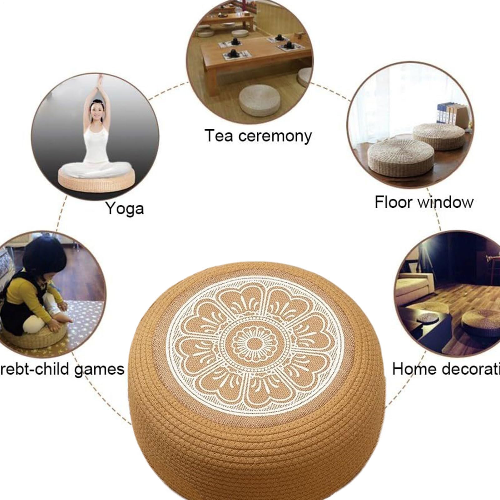 Ottomano Pouf Outdoor - Cuscino Di Patio Rotondo Intrecciato, Sedile Da Pavimento | Miglioramento Della Terrazza Da Giardino Domestico, Accento Del Portico Costiero, Mobili Comfort Del Ponte, Elemento