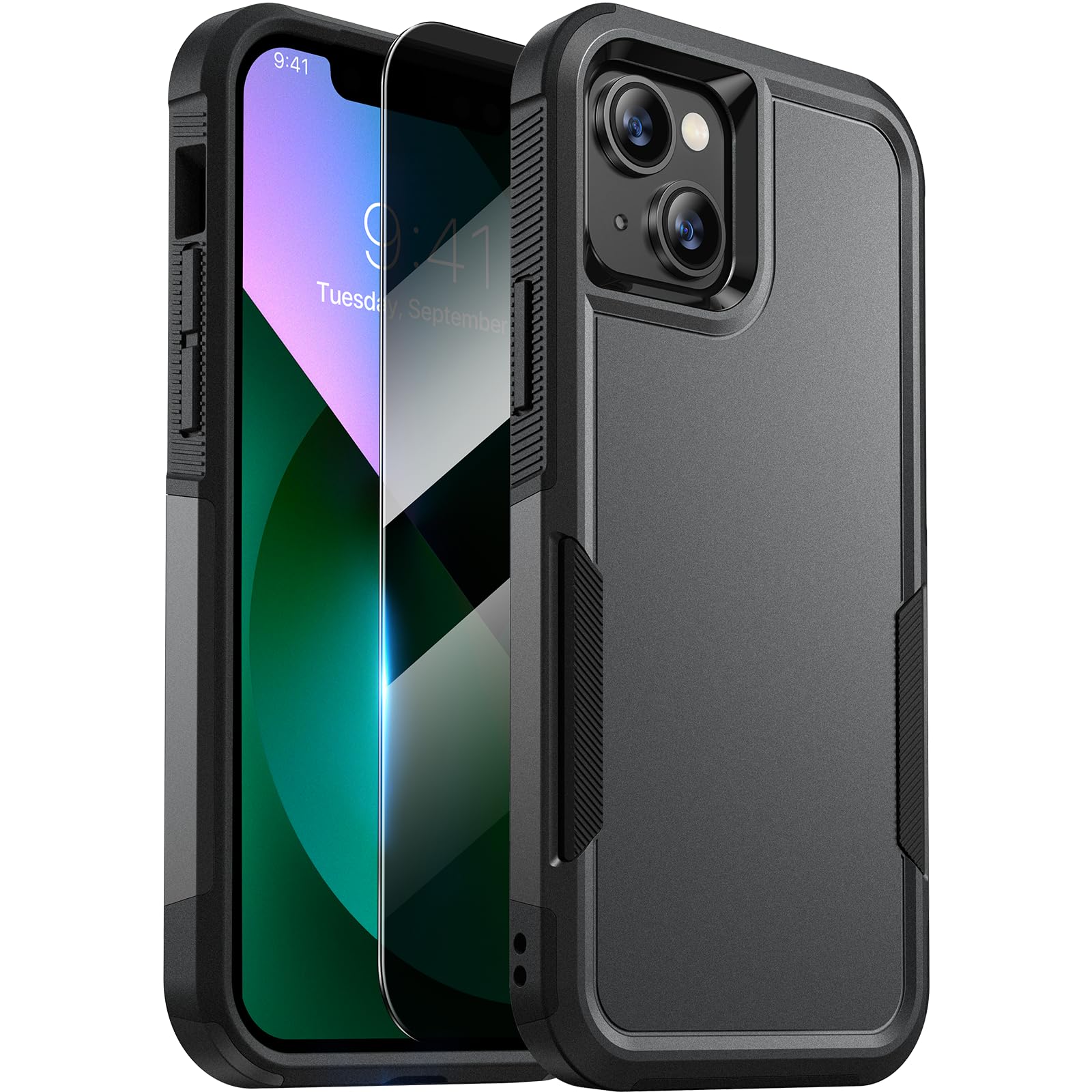 Coque iPhone 13 antichoc intégrale noire avec vitre de protection - 8