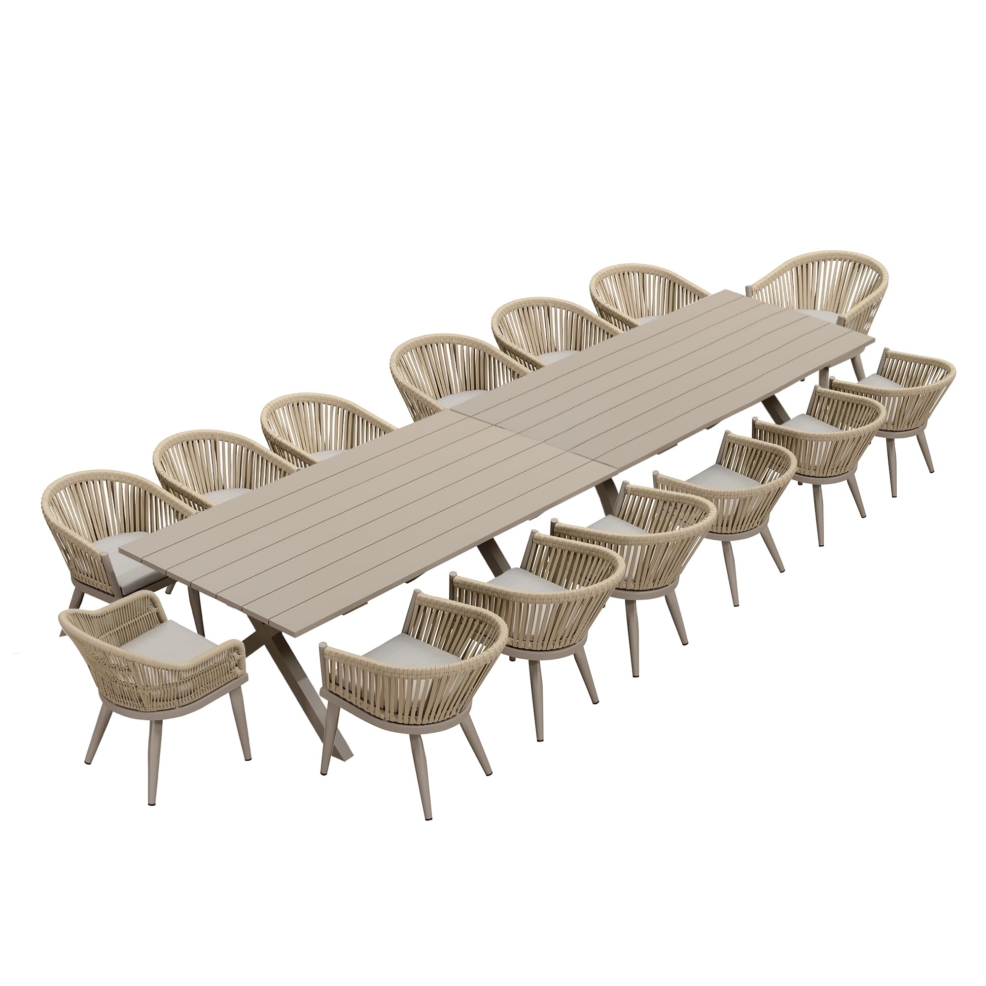 PURPLE LEAF 16 Pieces Patio Dining Set with Cushion PE Rattan, Champagne
