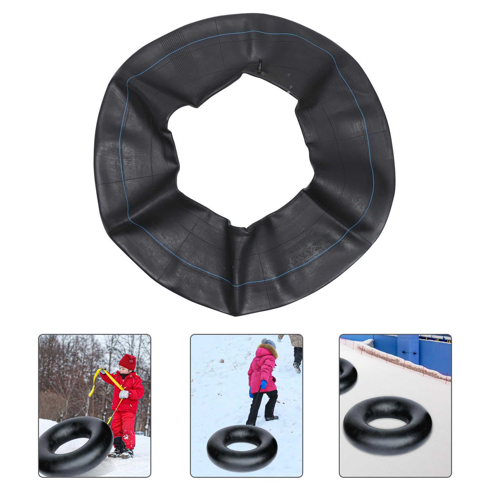 Verdickter Gummi Skizubehör Kreis mit Schnellem Aufblasen und Luftdichtem Verschluss für Schneeschlitten zum Rodeln im Winter für Schwarz 100cm