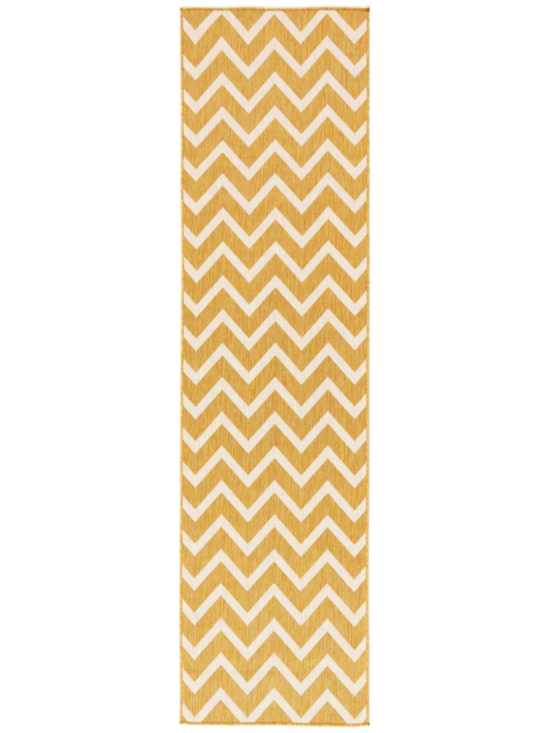 RugVista Capri In & Outdoor-Teppich, Rechteckig, 80 x 300 cm, Gelb | Moderne, Mittlerer Stapel, Nur Handwäsche, Oeko-Tex 100, UV-beständig, Küche, Diele, Patio