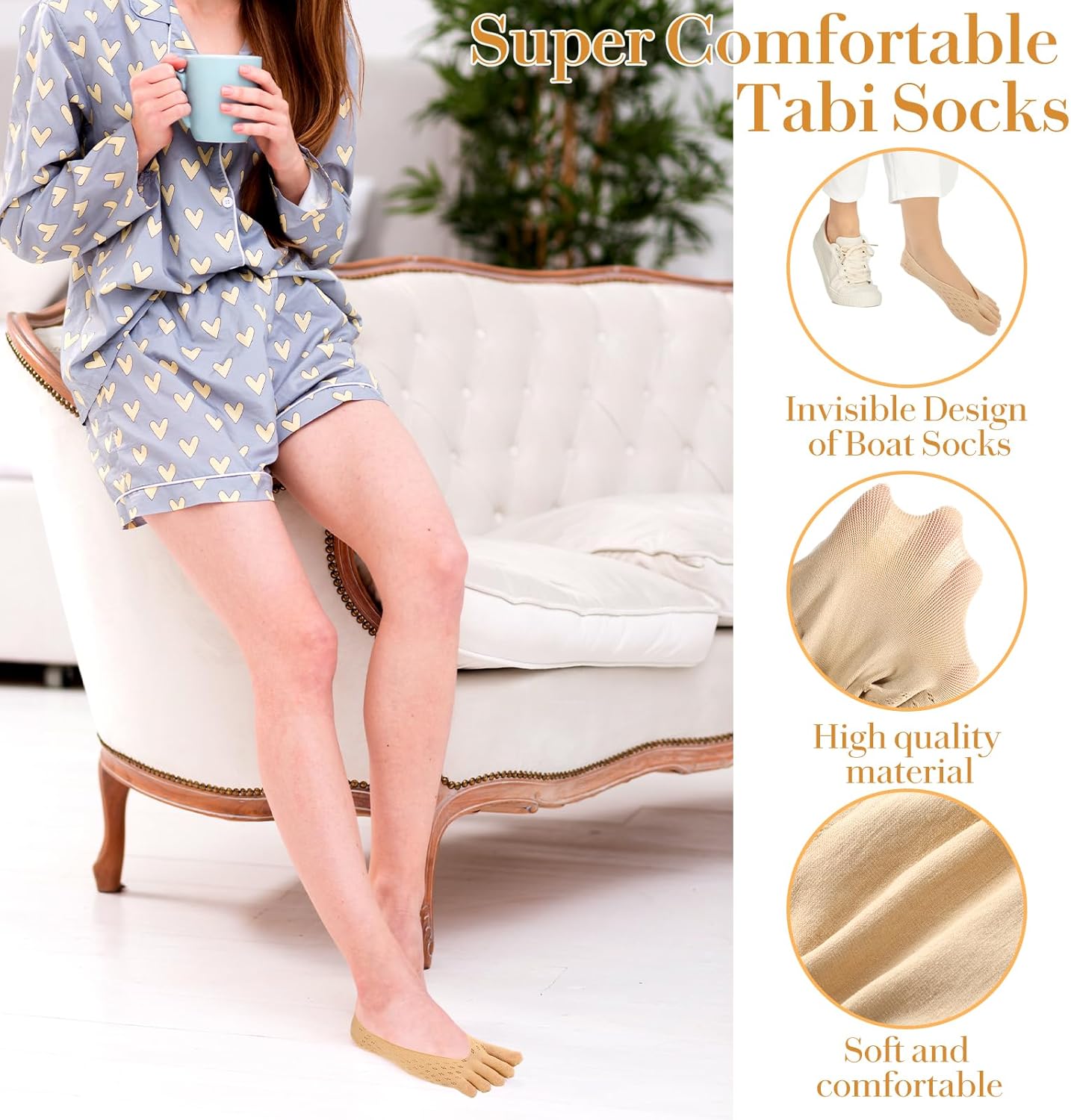 4 Pairs Ortho Toe Compression Socks, Bunion Toe Alignment Relief Socks Toe Sock for Women - Image 3