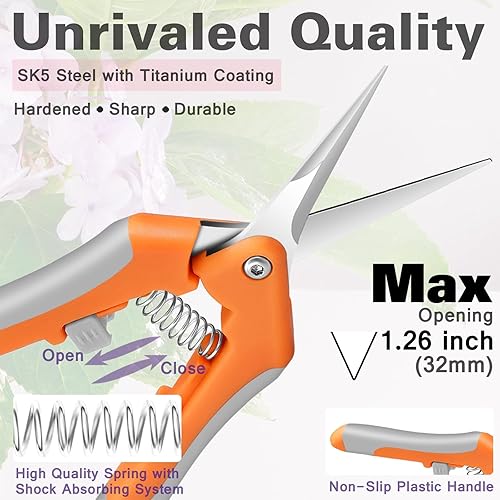 Miniatura 6 de Tijeras de podar, tijeras de jardín, podadora manual de acero inoxidable, tijeras de jardinería, cortador de árboles, tijeras de jardín, tijeras de