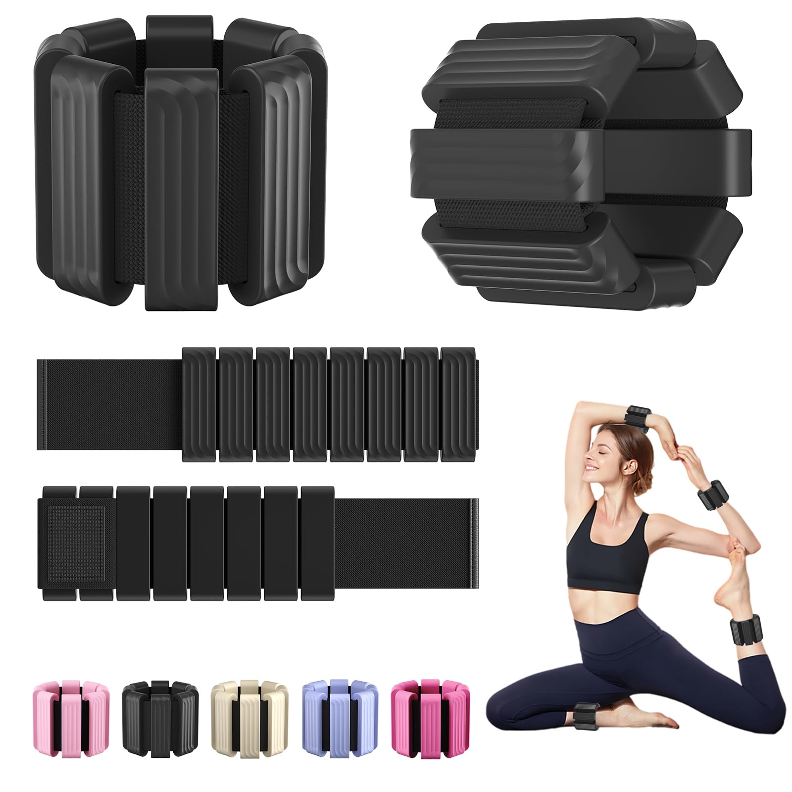 Adjustable Wrist & Ankle Weights for Men Women, Wearable Silicone Bracelet Arm & Leg Weights Set of 2(0.45kg Each), Workout Resistance Weights for Exercise,Jogging,Yoga,Gym,Strength Training — image 1