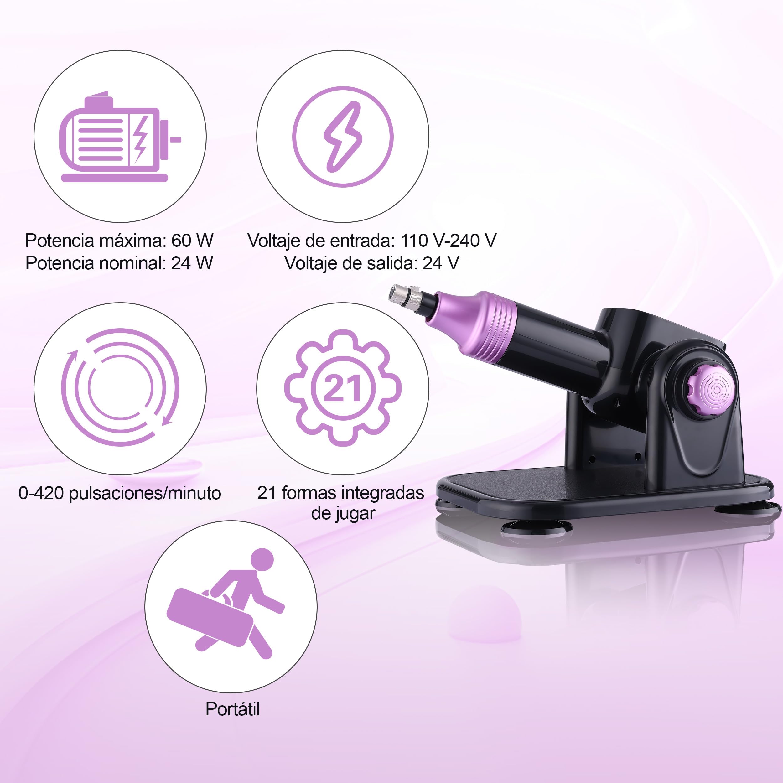 Potente máquina sexual para parejas y solteros: 21 modos de juego, motor silencioso de 60 W, empuje ajustable de 0 a 180°, mando a distancia, embalaje discreto.