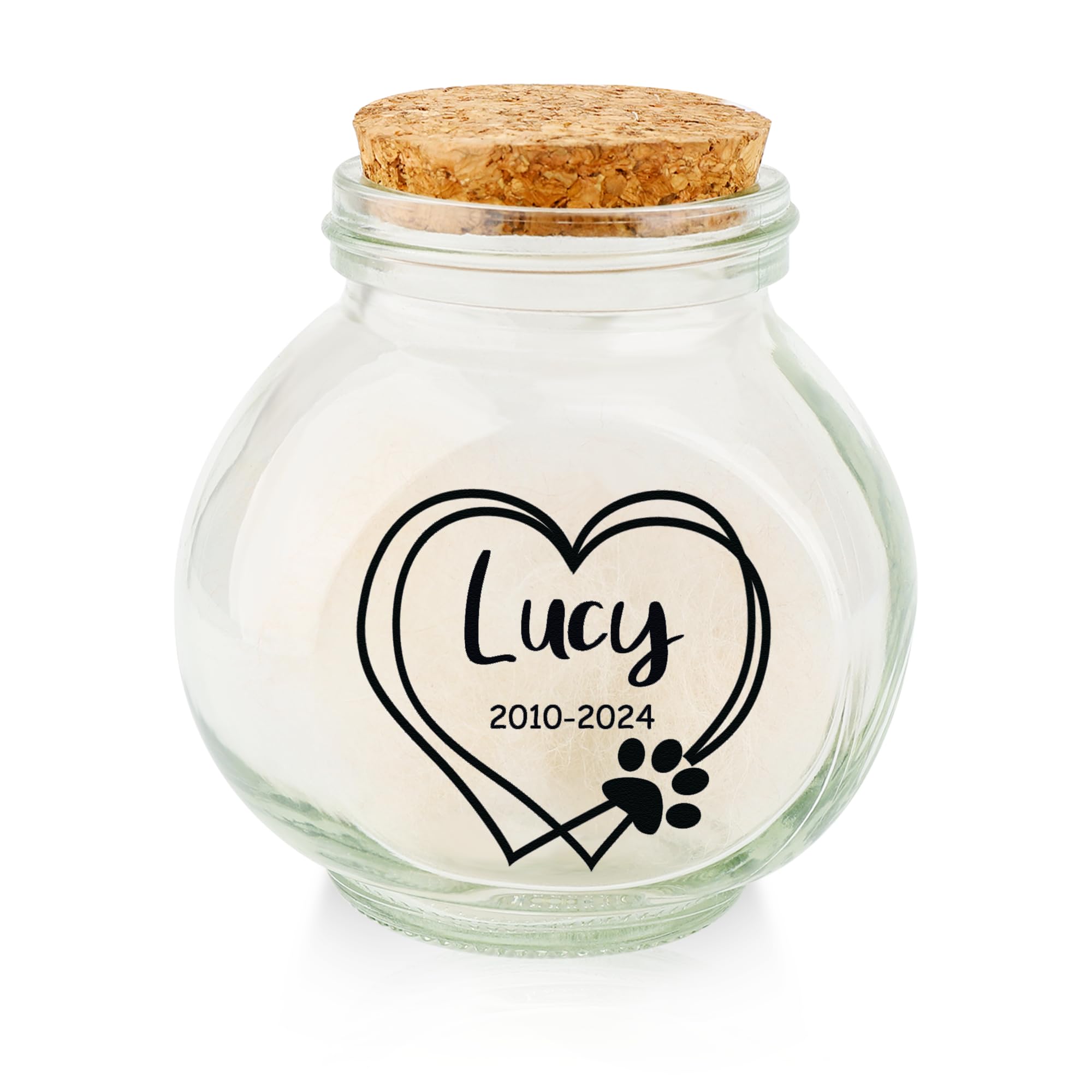 Clwyysjf Personalized Pet Fur Memorial Jar,Memorial Bottle for Pet Hair, Custom Dog Cat Keepsake with Pet Name,Personalized Pet Fur Memorial Jar,Memorial Bottle for Pet
