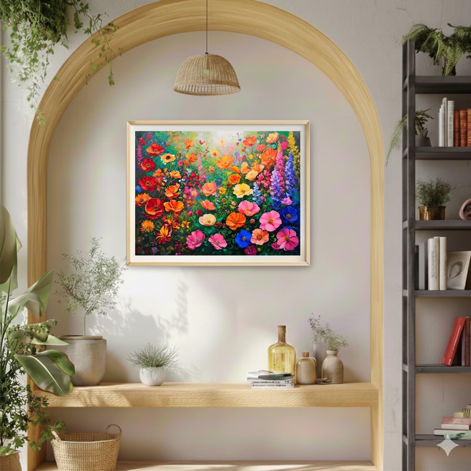 Dipingere con i Numeri Adulti Colorato, Kit di Pittura a Olio su Tela DIY con Pennelli Pittura a Pigmento Acrilico, Paint by Numbers Pianta Disegno, Regalo Creativo 70x100cm (Senza Cornice)-#379k
