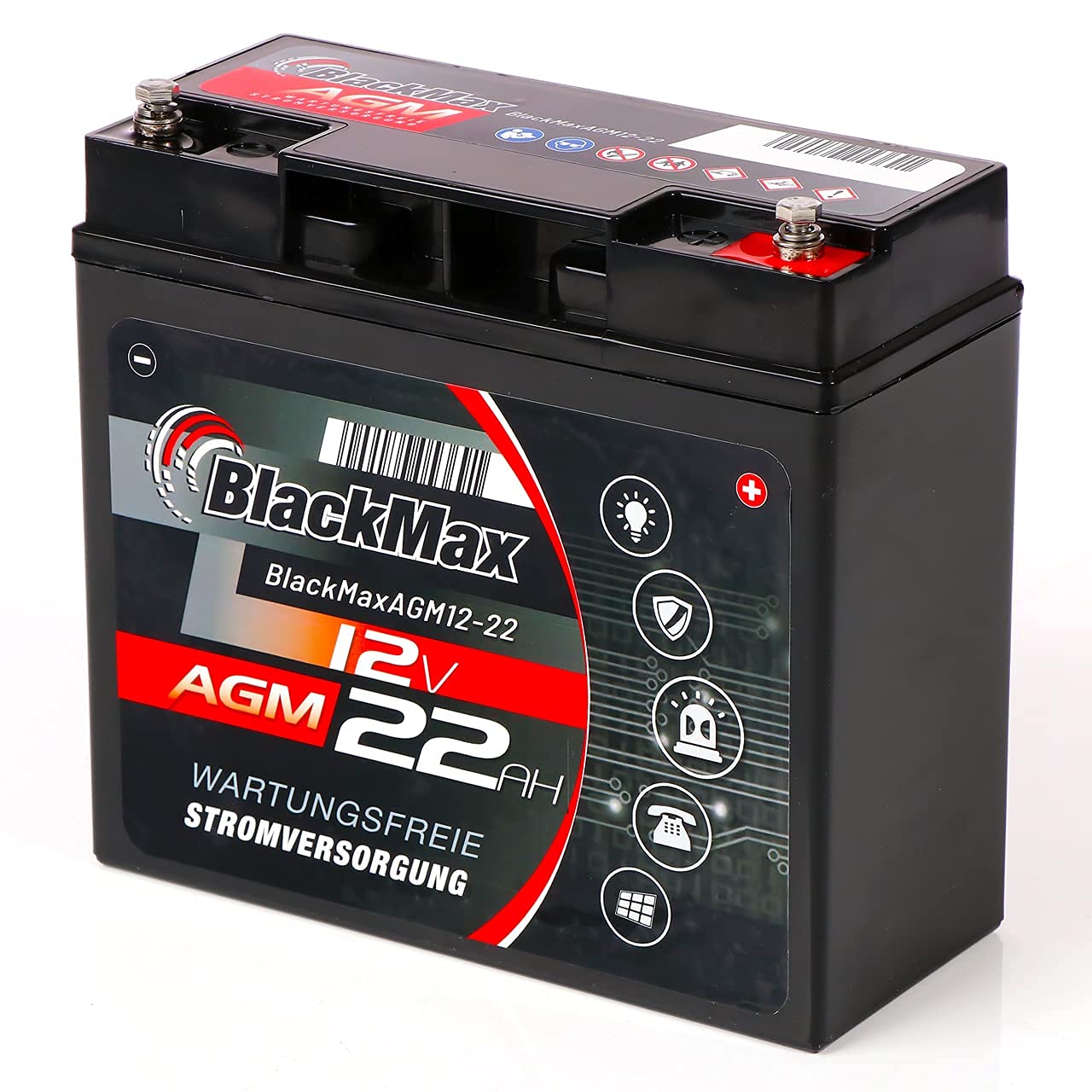 BlackMax AGM Bleiakku 12V 22Ah Solar Alarmanlage USV