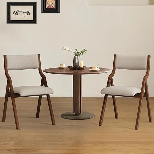 Miniatura 4 de Ball & Cast Paquete de 2 sillas plegables acolchadas, marco de madera maciza, altura del asiento de 18 pulgadas, respaldo y cojín de diseño