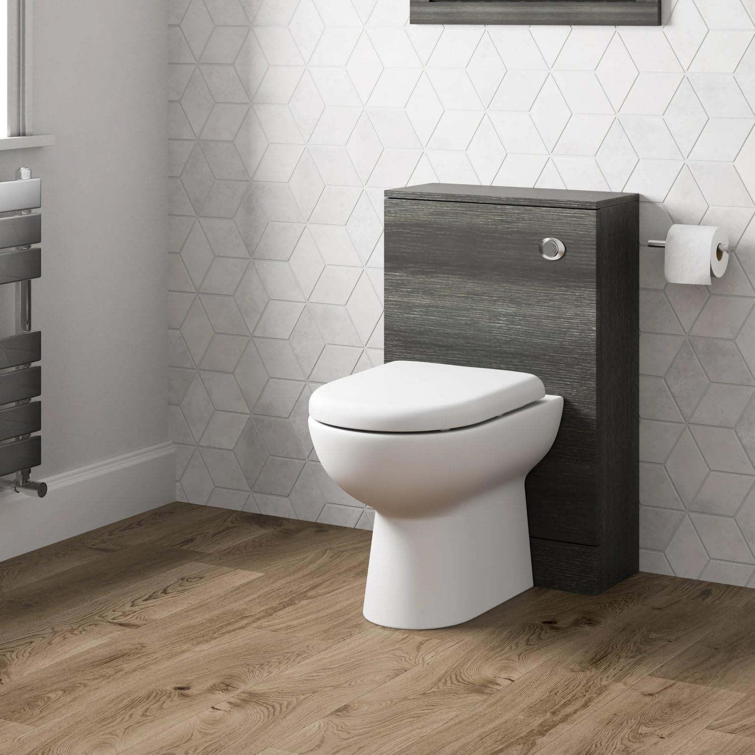 Artis Charcoal Grey 500Mm Bathroom Toilet Back To Wall Btw Furniture Unit Pan Soft Close Seat Grey