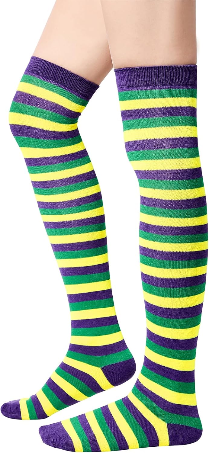 American Trends Womens Rainbow Socks Striped Knee High Socks Thigh High Stockings Casual Tube Socks Costume Leg Warmers
