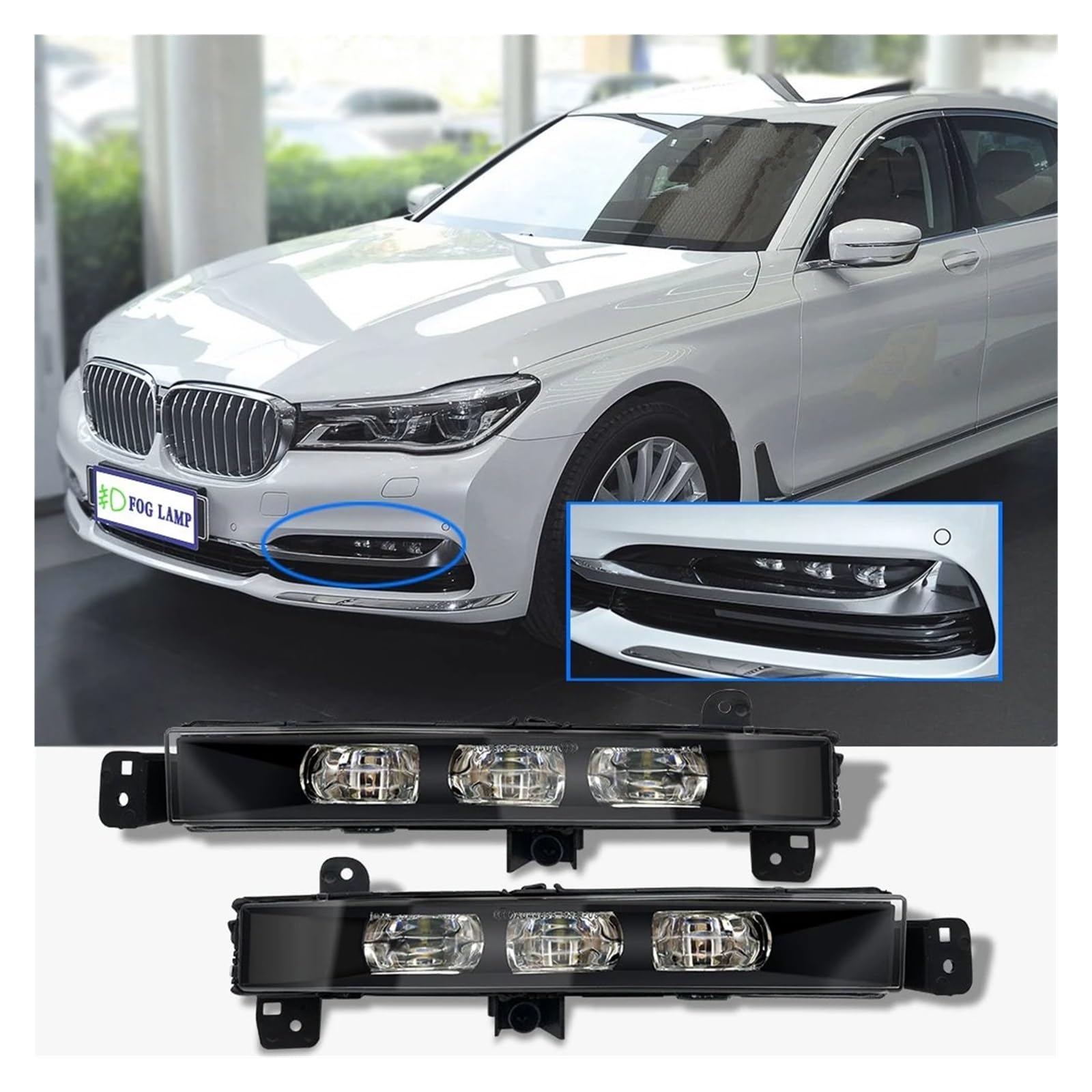Do BMW 7, G11 i G12 (2016-2019): reflektor przeciwmgielny, światła do jazdy dziennej (DRL)