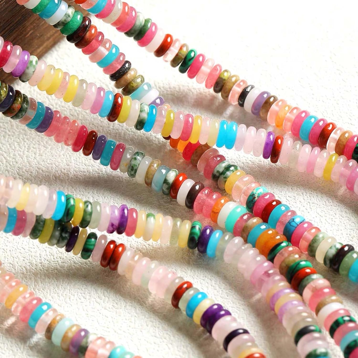 Natural Mulitcolor Rondelle Beads Natural Stone Disk Beads Loose Gemstone Spacer Bead for DIY Bracelet Necklace Jewelry Making(4 * 2mm 1 Strand 150pcs Mix04) - Image 3