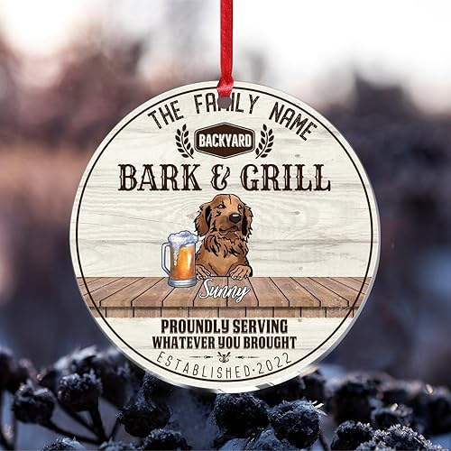 Vista 84 de SILYHEART Presa Canario Christmas Acrylic Ornament Dogs Welcome Ceramic Christmas Keepsake Family Dog Name Funny Christmas Memorial Gifts for Mom