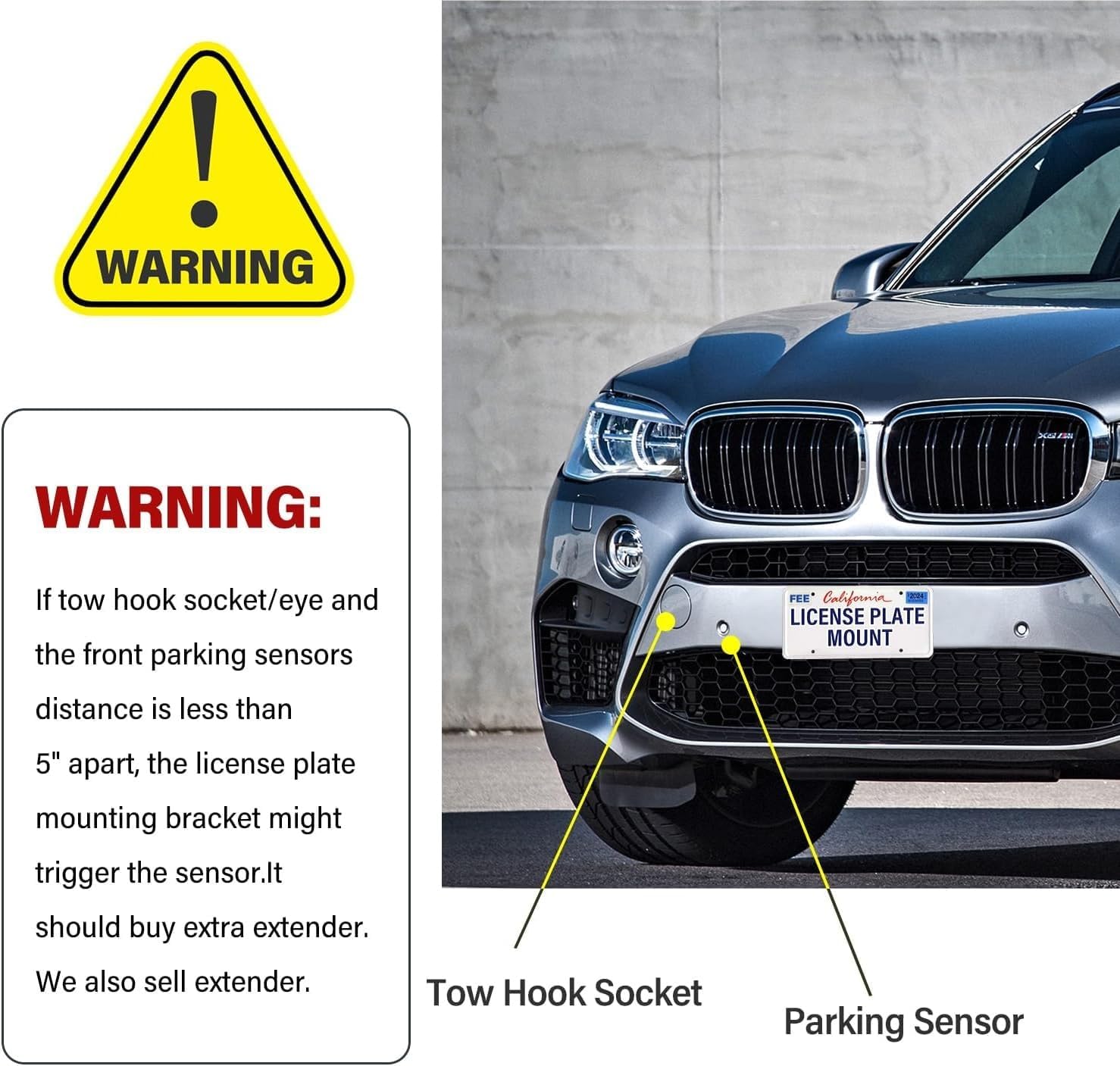 No Drill Front License Plate Bracket Compatible with BMW X7 2019-2026, Anti-Theft No Drill Front Tow Hook License Plate Holder Waterproof Replacement Frames Accessories
