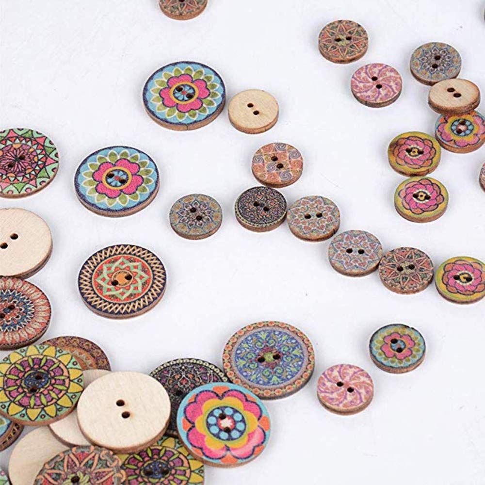 Bottoni decorativi in legno, confezione da 200, 1,5 cm, motivo