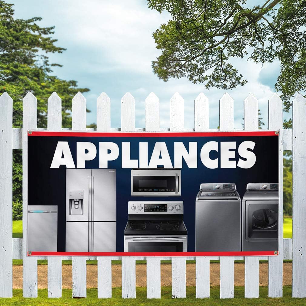 Vinyl Banner Multiple Sizes Appliances Business Business Outdoor Weatherproof Industrial Yard Signs Grey 4 Grommets 16x40Inches