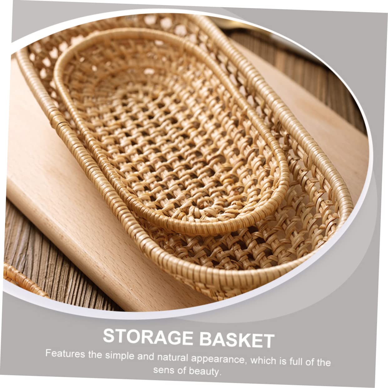 GRIRIW 1pc Rattan Storage Basket Rattan Bread Basket Hyacinth Serving Baskets Woven Storage Basket Woven Serving Tray Watercolor Palette Bread Basket Tray Oval Tray Chocolate Autumn Vines
