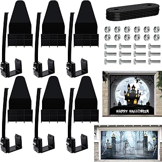 6 Pcs Garage Door Banner Clamps Halloween Garage Door Backdrop Installation Clips Large Banner Cover Hanging Hooks for Christmas Halloween Garage Door Decorations (6, Black)