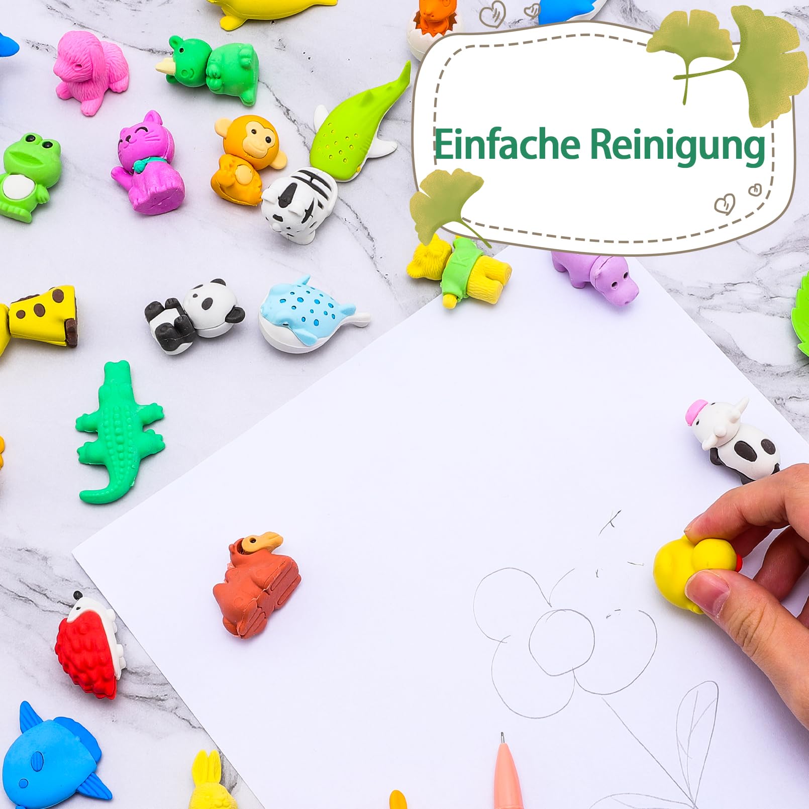 BZaber Mini-Radiergummis Set – 60 Stück, Kawaii-Design (Panda, Katze, Boba, Etc.), Für Kinder & Schüler