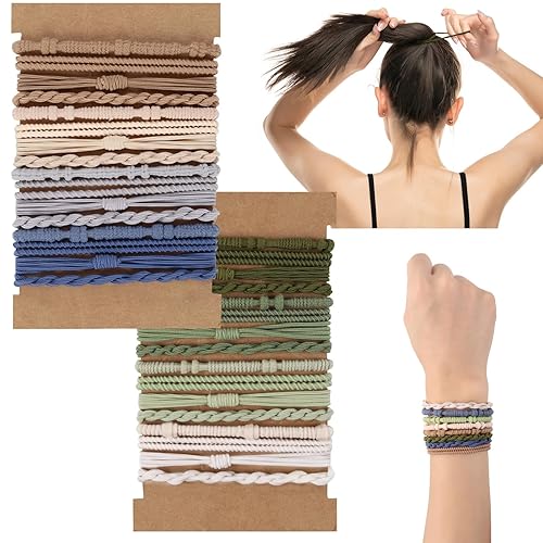 32 pulseras bohemias para el cabello para mujer, pulseras elásticas para el cabello sin daños, bandas para el cabello para niñas, accesorios para el