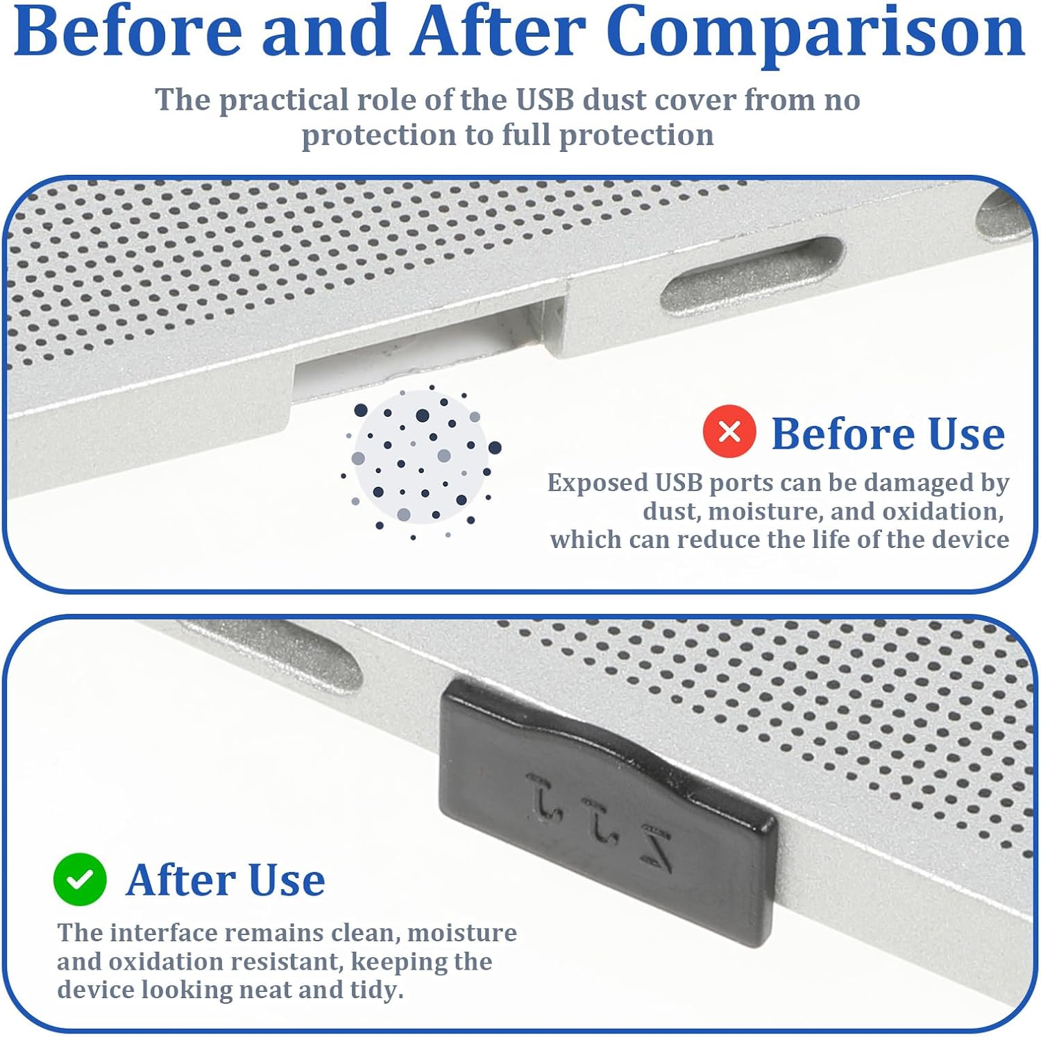 USB Cover Cap, 10 Pcs USBA Dust Cap Plugs, USB Port Cover Anti Dust Plugs, Black USB-Type-A Dustplugs Stopper Protector, Plug Caps for USBA Female Ports for Desktop PC Laptops