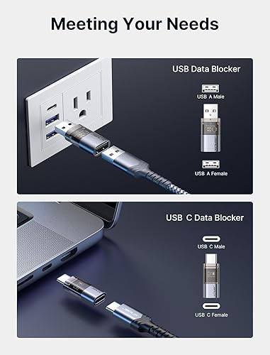 Miniatura 3 de JSAUX Bloqueador de datos USB y bloqueador de datos USB C (paquete de 4), bloqueador de datos USB-A transparente a USB-A y USB-C a USB-C solo para