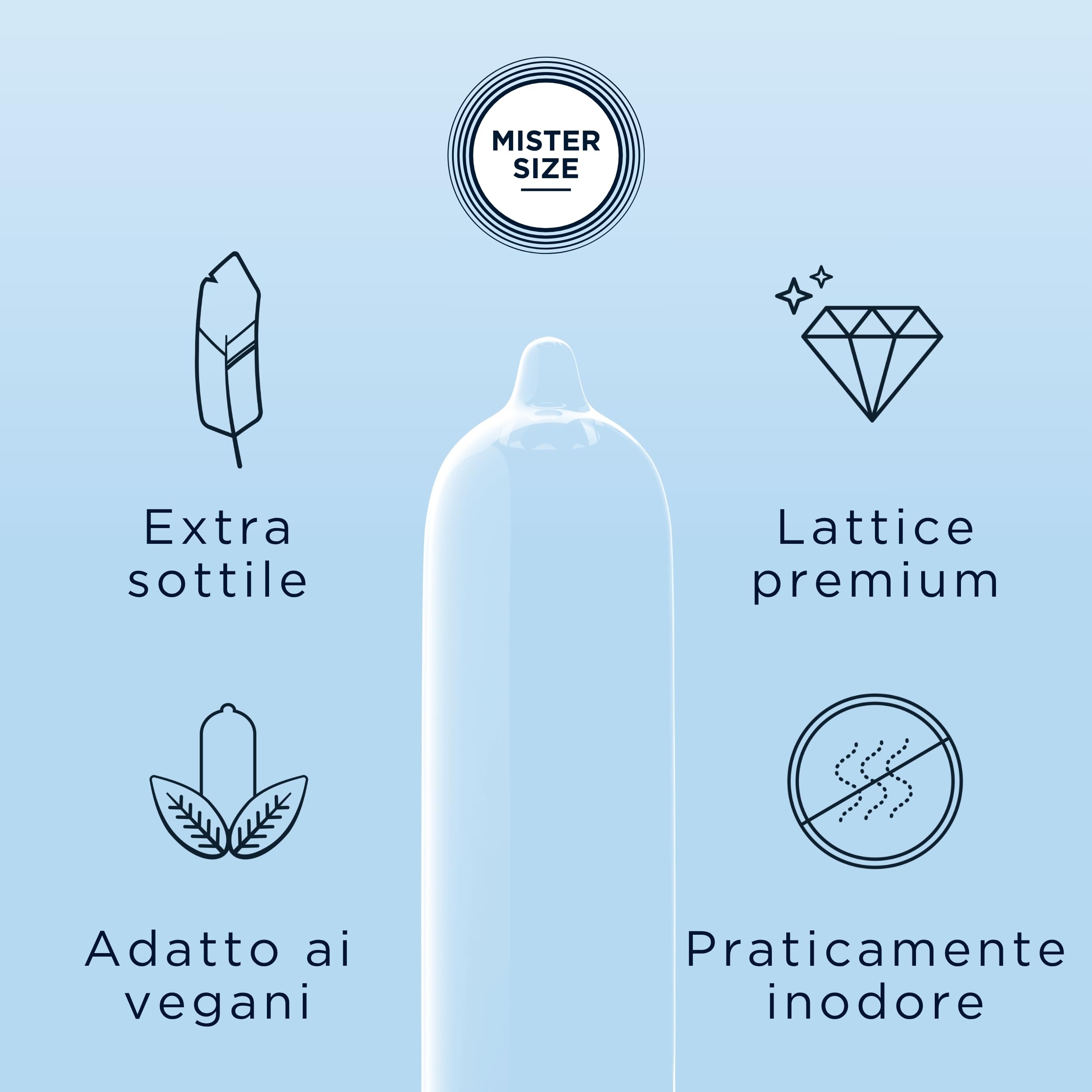 MISTER SIZE Preservativi 47 mm (100 pezzi) extra sottili 0,05 mm, extra lubrificati, vestibilità precisa, lattice naturale, trasparenti, vegani, CE 0123