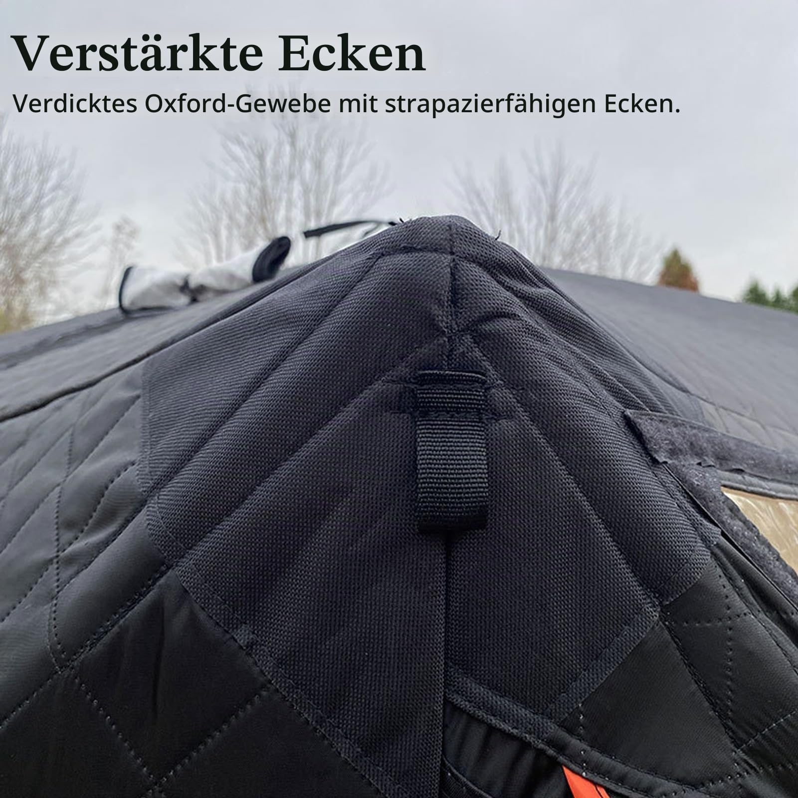 Outdoor Saunazelt,Isoliertes Allwetter Angelzelt für 4 Personen mit Schornstein,stabil und Panorama, Einfach Aufzubauen,ideal für Camping und Schneefischen