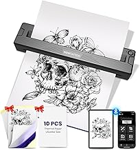 WBWTATTOO Portable Printers Wireless for Travel,Upgraded Travel Mobile Small Printer for Home,Inkless Thermal Bluetooth Mi