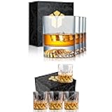 OPAYLY Whiskey Glasses Set of 8, Rocks Glasses, 10 oz Old Fashioned Tumblers for Drinking Scotch Bourbon Whisky Cocktail Cognac Vodka Gin Tequila Rum Liquor Rye Gift for Men Women at Home Bar