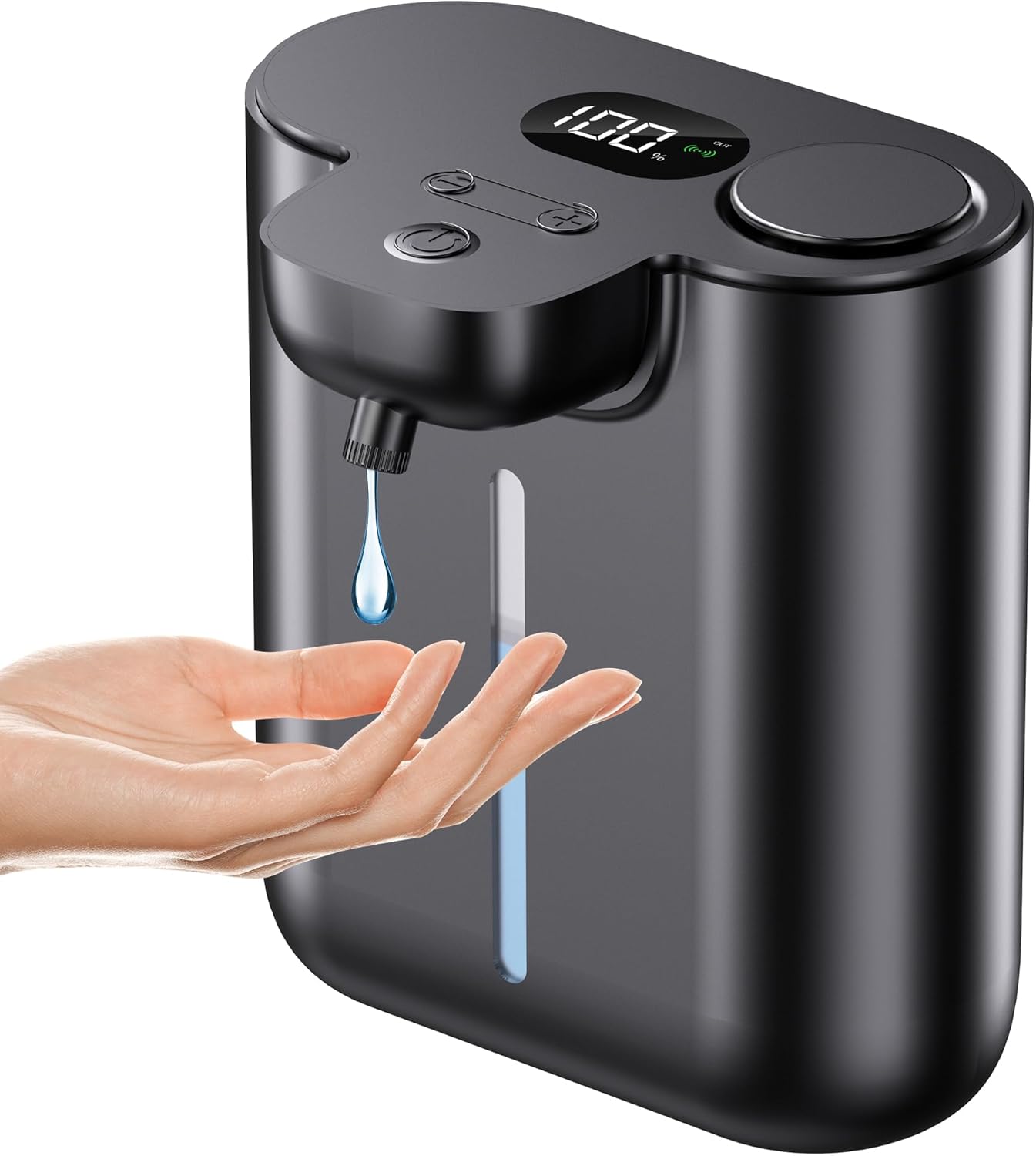 Automatic Soap Dispenser Touchless, Liquid Hand Soap Dispenser, 1200mAh Rechargeable, 9-Level Adjustable, 16.9oz/500ml Wall Mount for Bathroom Kitchen Office Dish Soap Kitchen, Bathroom,Black
