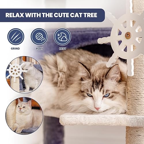 Miniatura 10 de Árbol para gatos torre para gatos poste de rascado de sisal con plataforma de salto y anillo para gatos Centro de actividades para gatos Casa de