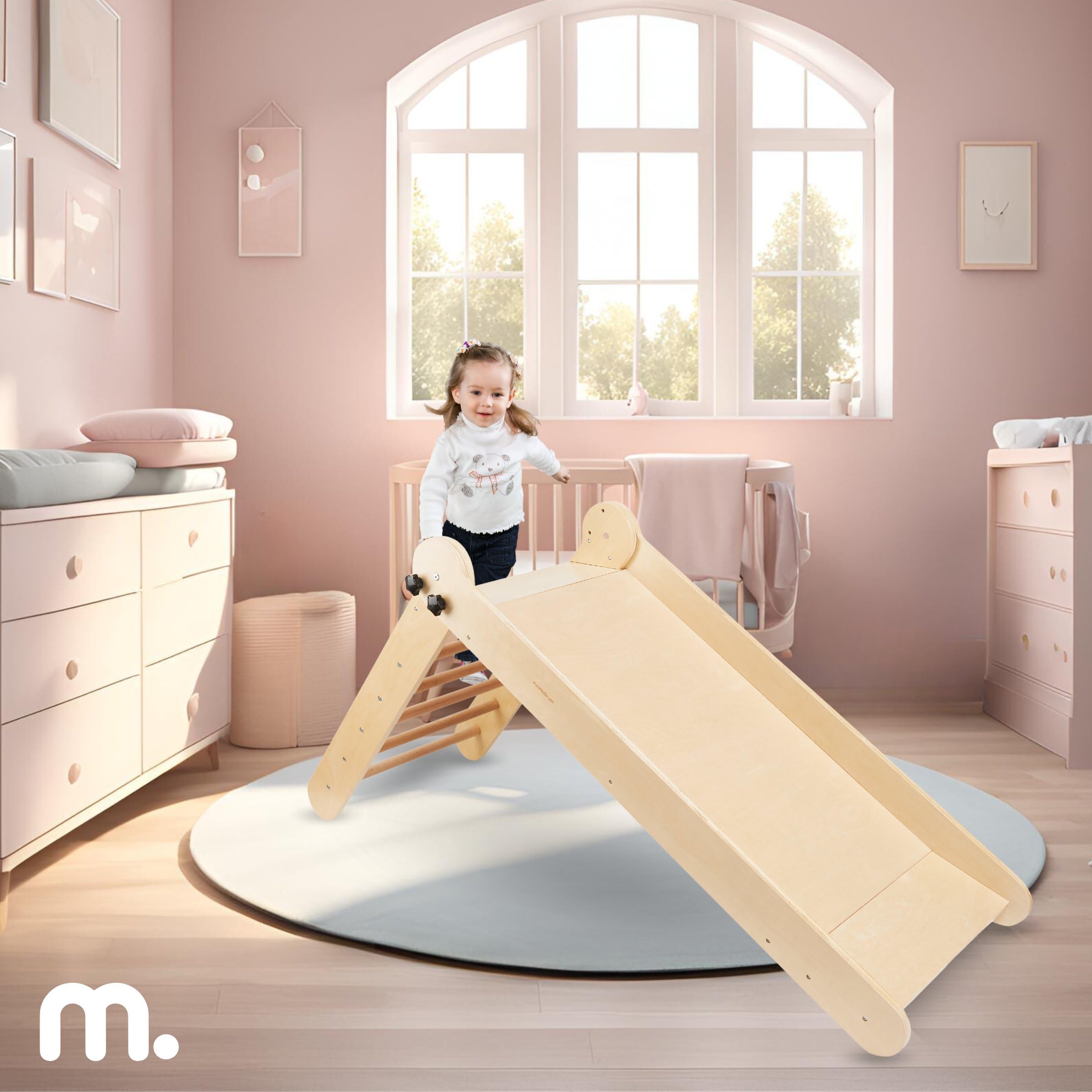 Mamabrum MAM202 Slide scivolo per bambini dai 3 anni in su, scivolo pieghevole in legno di faggio con scala sicura per interni, scivolo di qualità per divertimento attivo