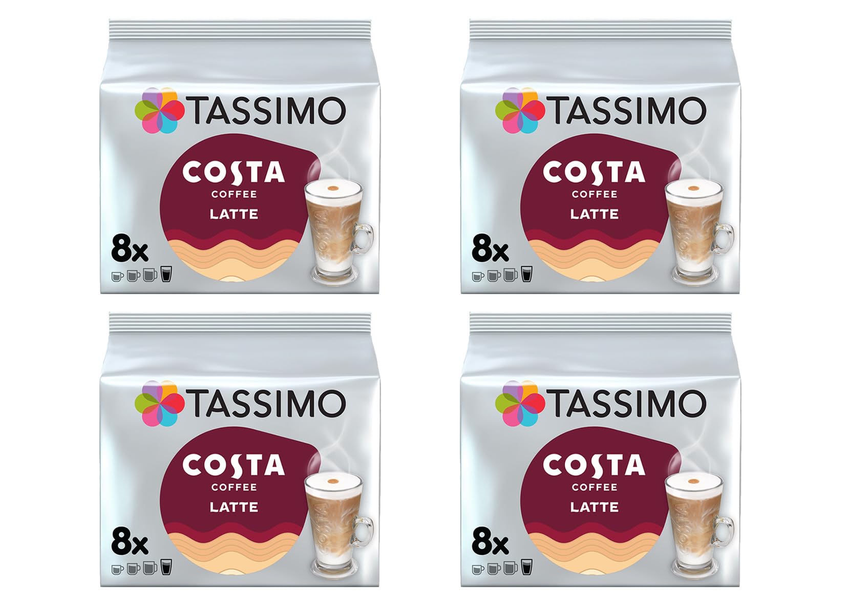 Tassimo Costa Latte 4 Pack, 32 T-Discs
