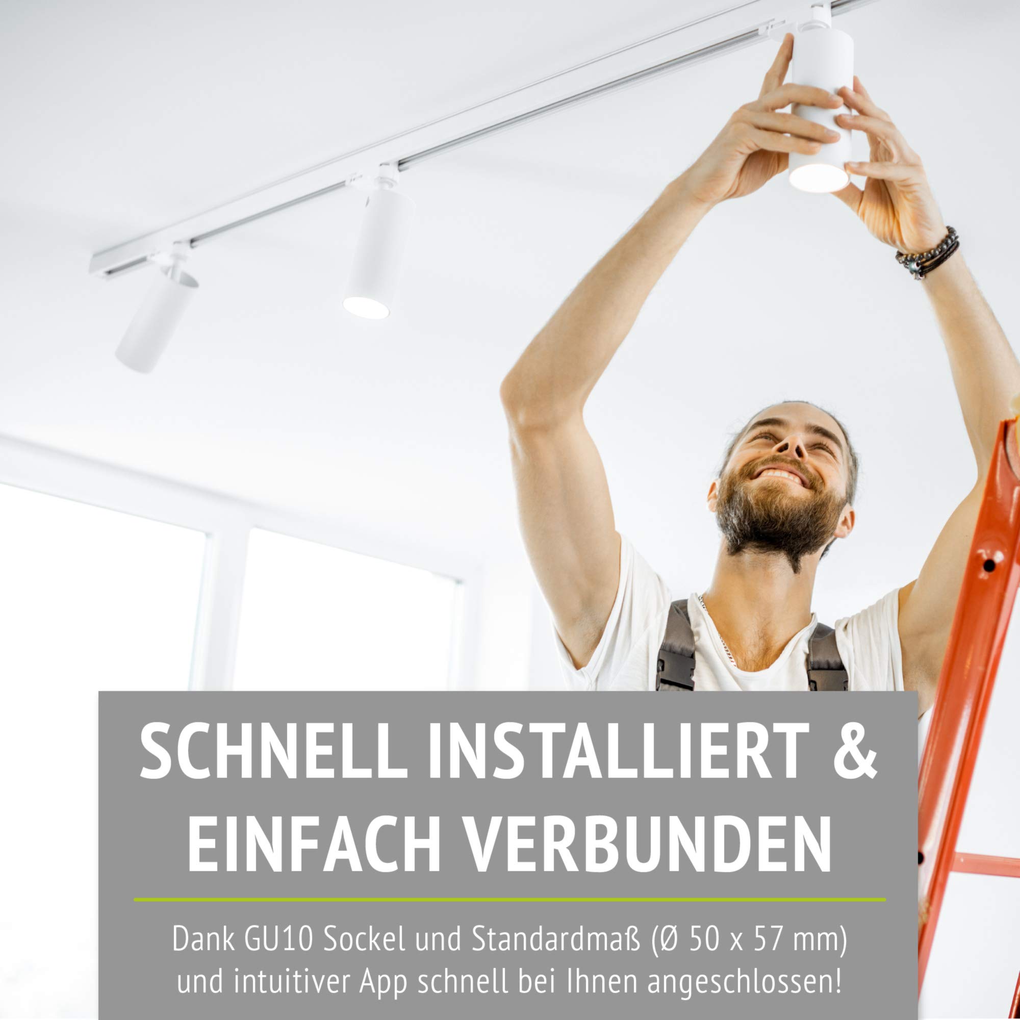 linovum Smart LED GU10 Lampe 5W RGBW WLAN dimmbar Alexa Google Wifi | Smarte GU10 Lampe mit RGB & Weißtönen - per App & Sprache steuerbar, warmweiß bis kaltweiß, 380 Lumen, 5W, ohne Bridge