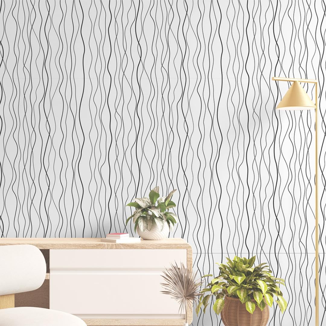 doodad Curves Self Adhesive Wallpaper - 45cm x 300cm, Wall Paper Covers 14.5 sq. ft | Easy Peel & Stick White Wallpaper for Stylish Home Decor and Quick Room Makeovers | PVC Wallpaper Waterproof (B0B4JQ7DCW) Amazon Price History, Amazon Price Tracker