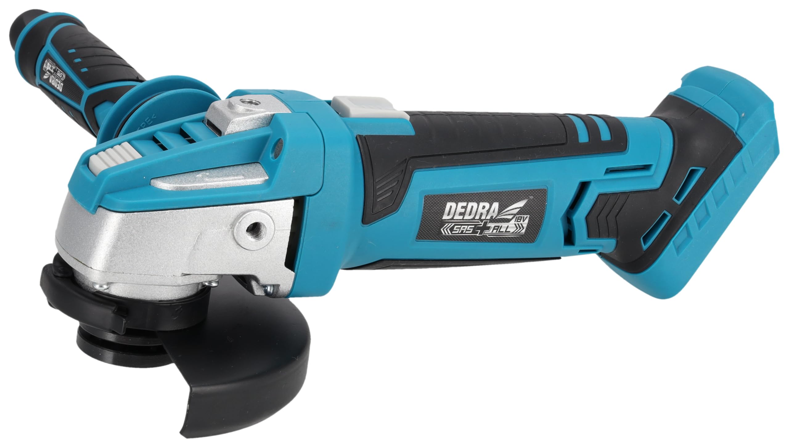 Dedra DED7050 – akumulatorowa szlifierka kątowa 18 V, średnica tarczy 125 mm, 9500 obr/min, beznarzędziowa wymiana tarczy, gumowany uchwyt, 3 pozycje rękojeści bocznej