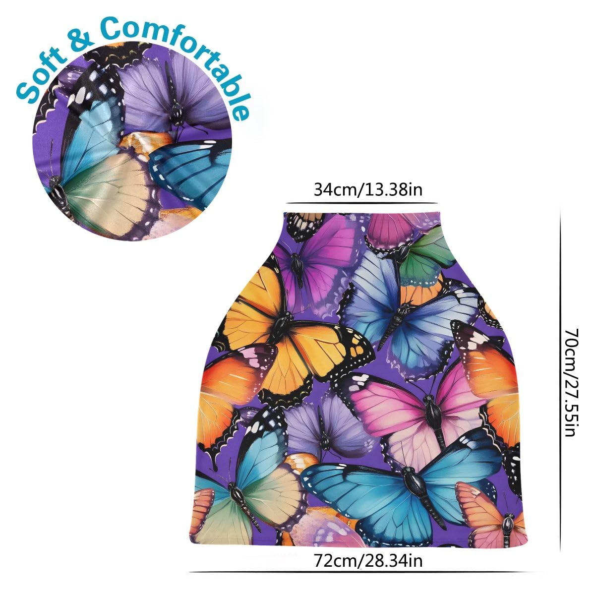 Baby Car Seat Canopy Covers Nursing Cover Stretchy Boys Girls Cute Butterfly Carrier Cover Breastfeeding Cover Breathable