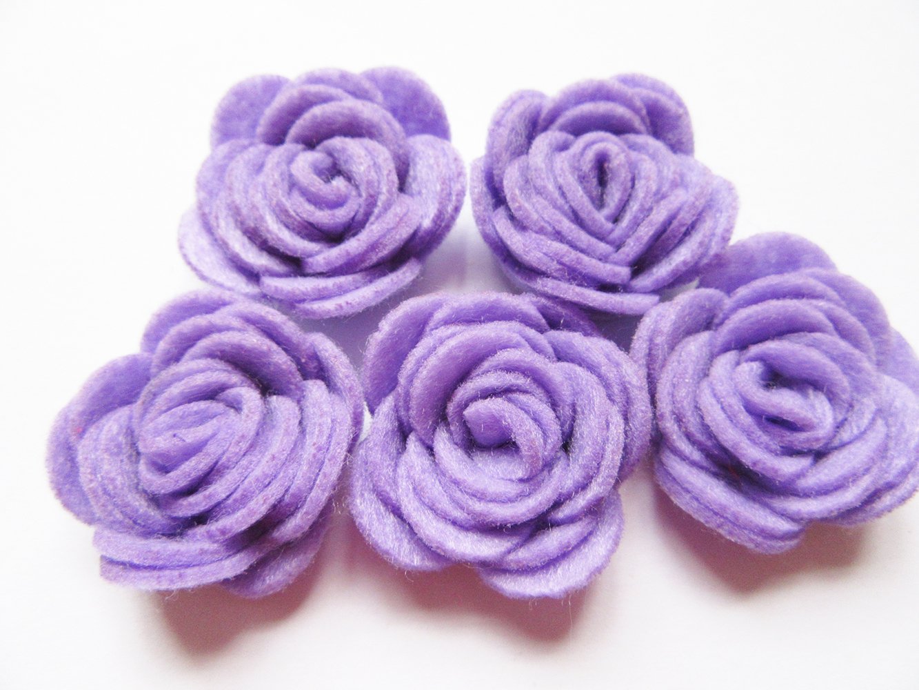 YYCRAFT Pack of 20PCS Felt Flower Rose 1.5" 4D Applique/Bow-Lavender