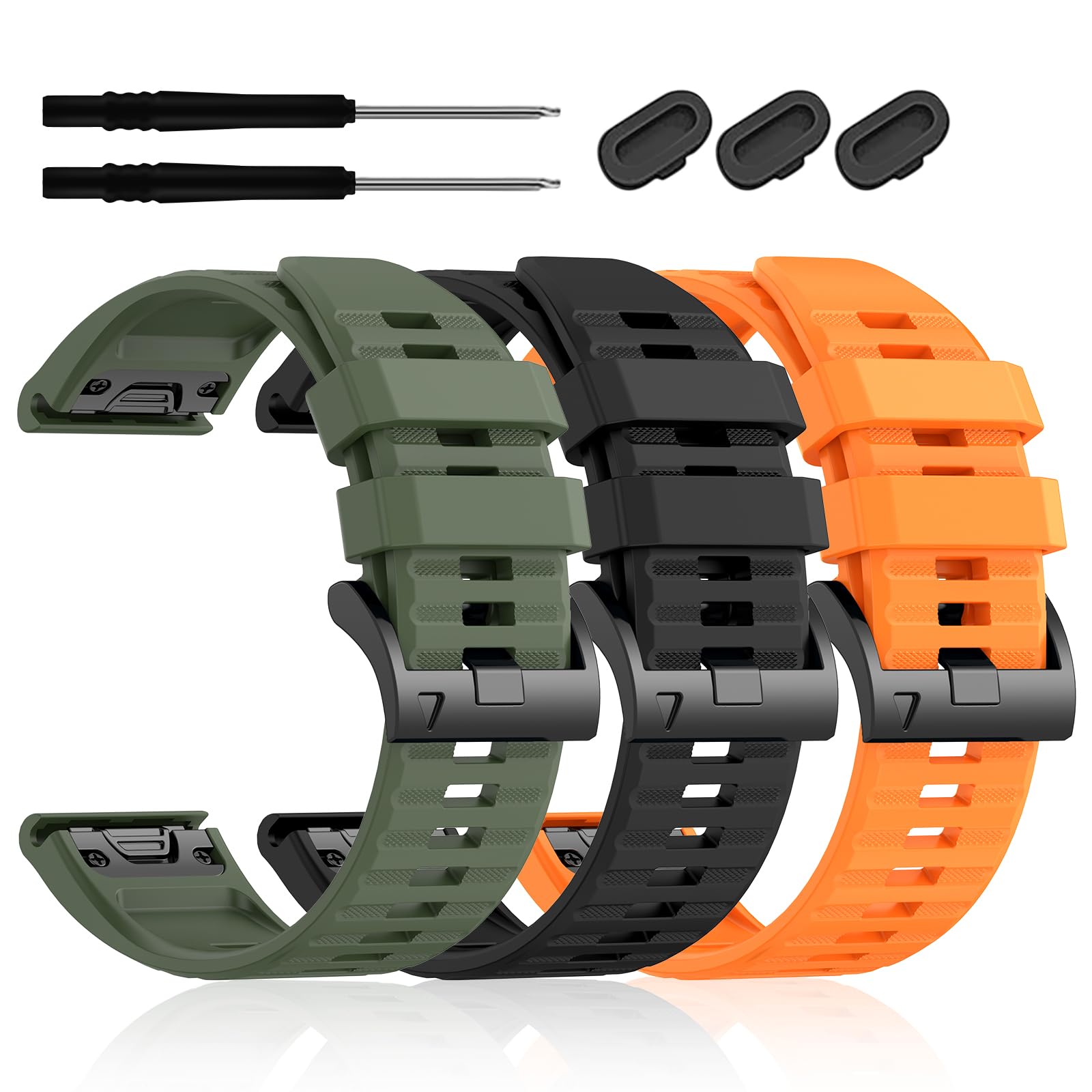 26mm Silicone Sport Bands Compatible with Garmin tactix 8 Fenix8 AMOLED 51mm/Fenix 7X/7X Pro/6X/6X Pro/5X/5X Plus/3/3 HR,Watch Strap For Garmin