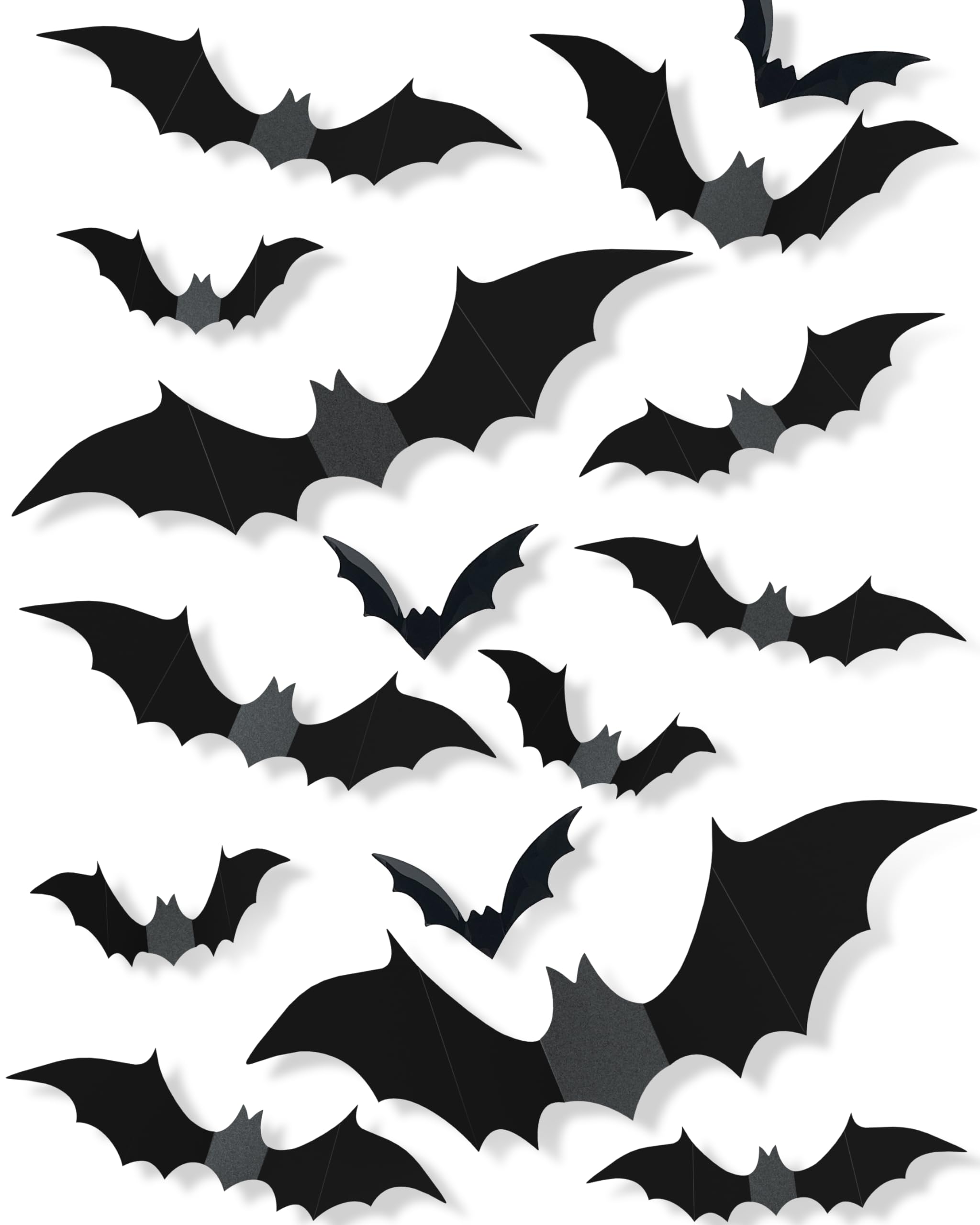 120 Pcs Halloween Decorations 3D Bats Decor, 4 Sizes Scary Halloween Decor Indoor Bat Stickers Decorations for Bedroom Bathroom Door Wall Party Decoration