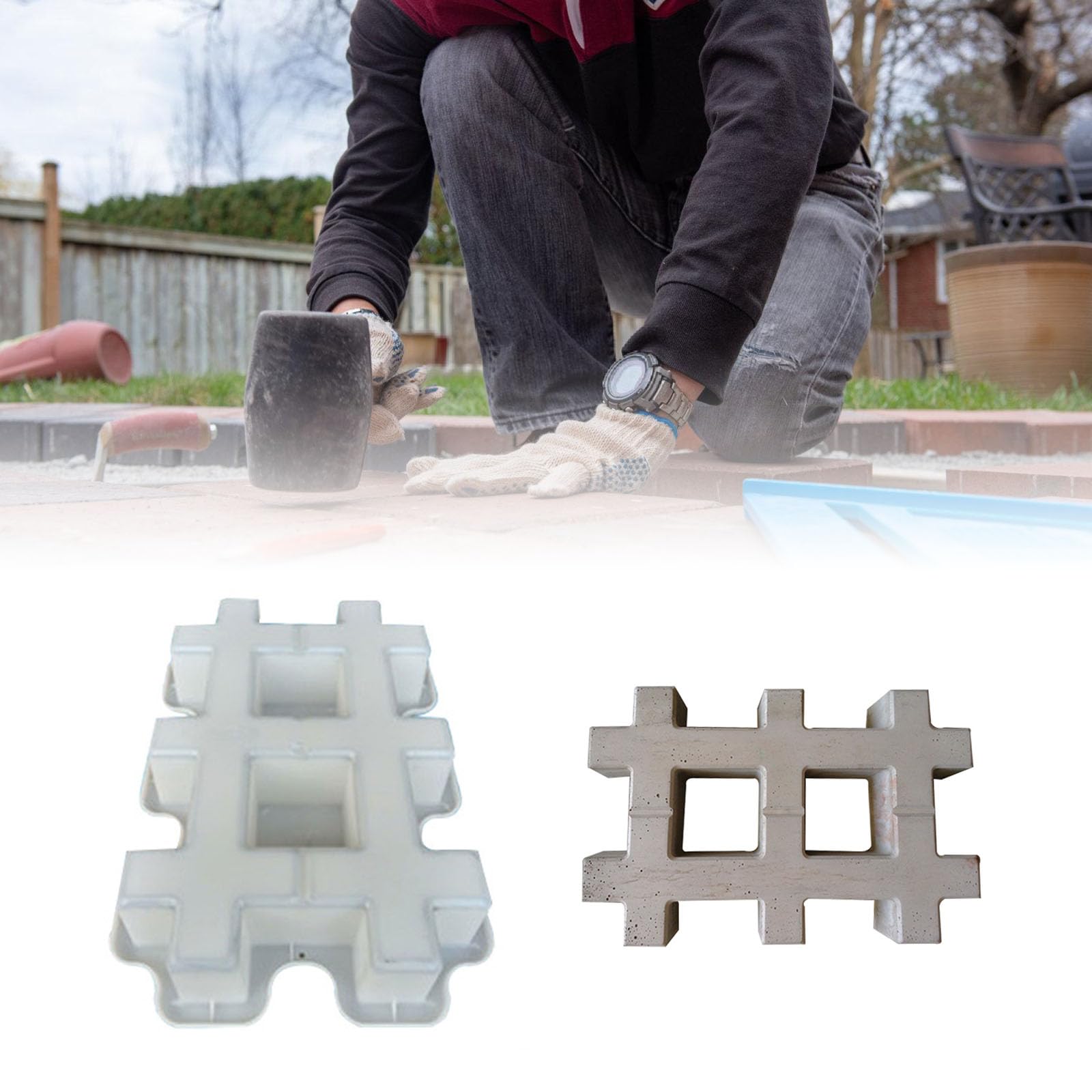 Moule réutilisable à double grille pour pavés de gazon et allées sans outil